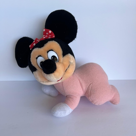 Vintage Pink Plush Baby Minnie Mouse Crawling Stuffed Animal - Picture 2 of 8